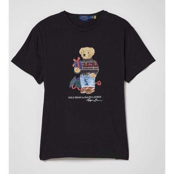 Polo‎ Ralph Lauren Polo Bear T-Shirt Men Size Medium Black Graphic Classic Fit - Picture 1 of 4